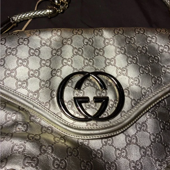 Gucci Britt Tassel Flap Bag Guccissima Metallic Gold w Tassel, dust bag and box - Picture 15 of 16